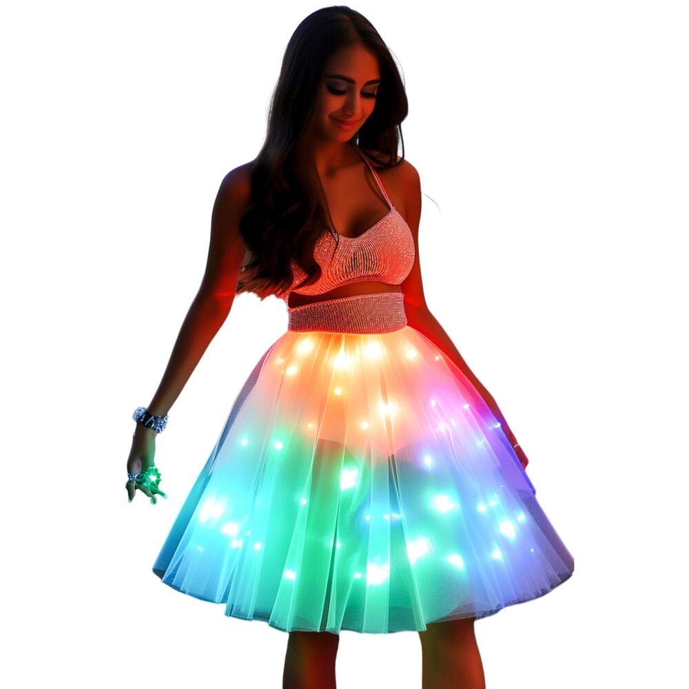 2816 Tutu Skirt LED Light Up A Line Short Knee Length Tutu Tulle Prom Party